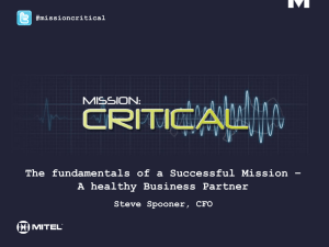The fundamentals of a Successful Mission – A healthy