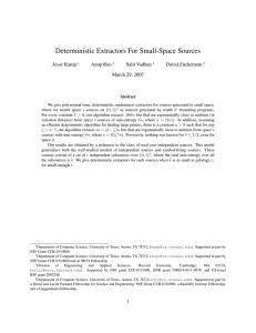 Deterministic Extractors For Small-Space Sources