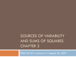 Sources of variability and sums of squares Chapter 2