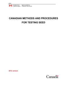 CANADIAN METHODS AND PROCEDURES FOR TESTING SEED