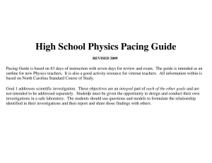 High School Physics Pacing Guide