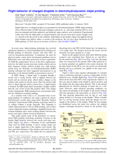 Flight behavior of charged droplets in electrohydrodynamic inkjet