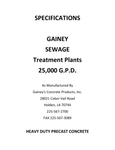 SPECIFICATIONS GAINEY SEWAGE Treatment Plants 25,000 G.P.D.