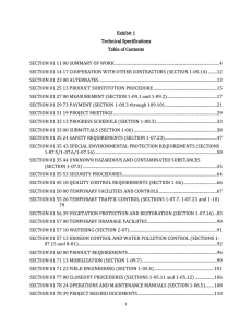 Exhibit 1 Technical Specifications Table of Contents SECTION 01 11