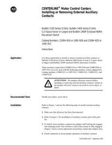 CENTERLINE Motor Control Centers Installing or Removing