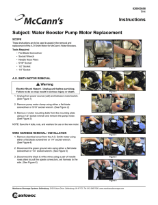 Instructions Subject: Water Booster Pump Motor Replacement