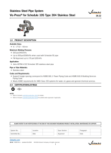 Stainless Steel Pipe System Vic-Press® for Schedule 10S Type 304