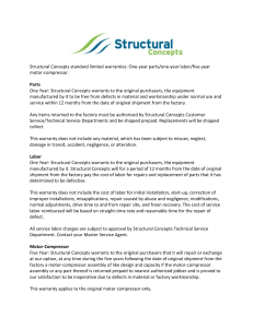 Structural Concepts standard limited warranties: One