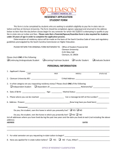 RESIDENCY APPLICATION Student Form
