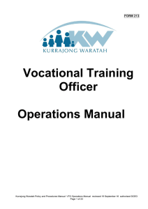 Vocational Training Officer Operations Manual