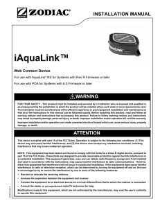 iAquaLink Web Connect Device Installation Manual