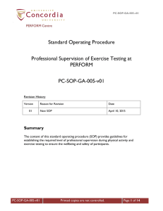 Standard Operating Procedure Professional Supervision of Exercise