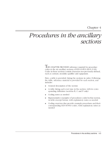 Procedures in the ancillary sections