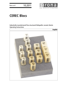 CEREC Blocs - Sirona - Technical Documentation