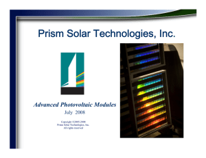 Prism Solar Technologies, Inc.