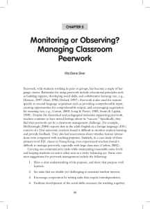 Monitoring or Observing? Managing Classroom peerwork