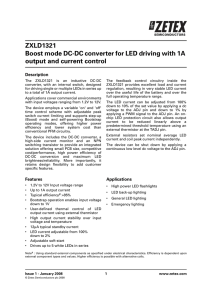 ZXLD1321 boost mode DC-DC converter for LED driving with 1A