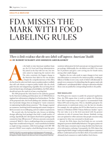 FDA Misses the MArk with FooD LAbeLing ruLes