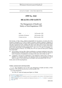 The Management of Health and Safety at Work Regulations 1999