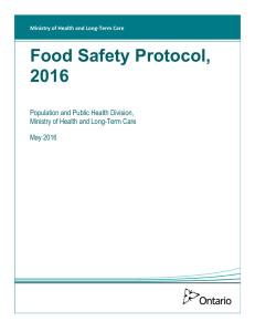 Food Safety Protocol, 2016