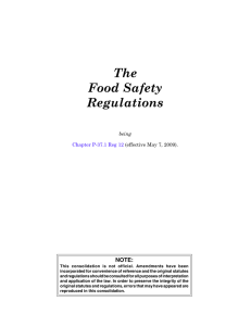 The Food Safety Regulations - Saskatchewan Publications Centre