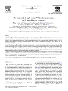 Development of high power VRLA batteries using novel materials