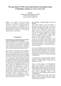 The operation of VRLA lead acid batteries in parallel strings of