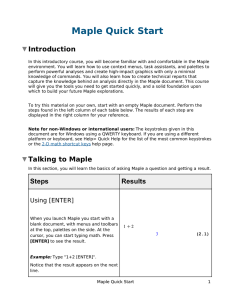 Maple Quick Start PDF