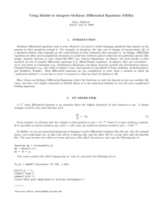 Using Matlab to integrate Ordinary Differential Equations (ODEs)