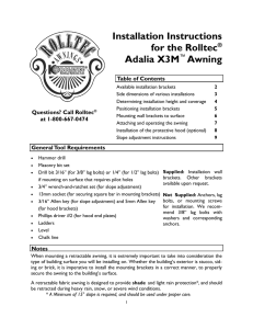 Installation Instructions for the Rolltec® Adalia X3M™ Awning