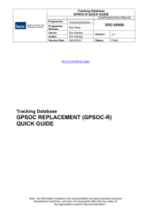 GPSOC REPLACEMENT (GPSOC-R) QUICK GUIDE - Systems