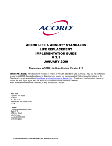 ACORD Life Standards Replacement Implementation Guide