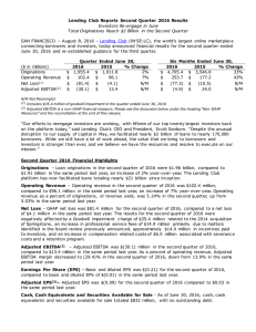 Lending Club Reports Second Quarter 2016 Results