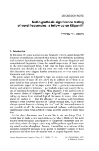 Null-hypothesis significance testing of word frequencies: a follow