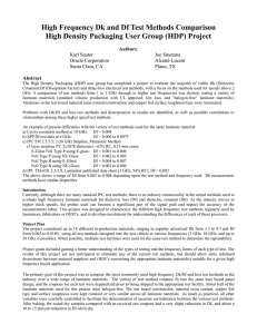 High Frequency Dk and Df Test Methods Comparison High Density