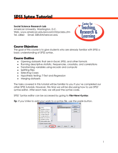 SPSS Sytax Tutorial - American University