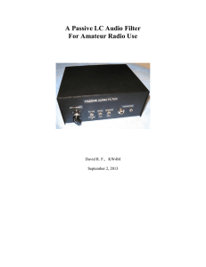 A Passive LC Audio Filter For Amateur Radio Use