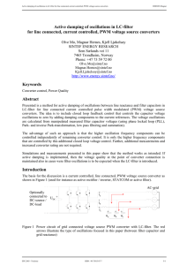 Active damping of oscillations in LC-filter for line