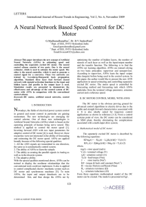 A Neural Network Based Speed Control for DC Motor