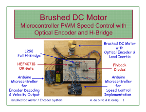 Brushed DC Motor, PWM, H-Bridge, Optical Encoder, Arduino System