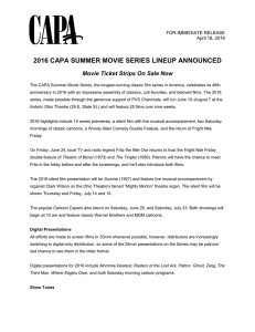 2016 capa summer movie series lineup announced
