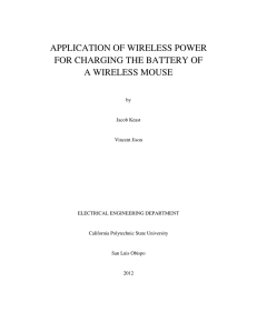 application of wireless power for charging the battery of a wireless