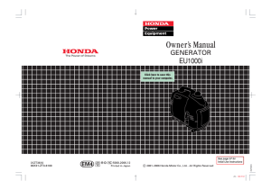 Honda EU1000i Generator Owner`s Manual