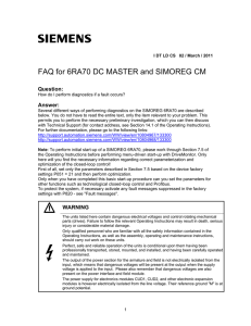 FAQ for 6RA70 DC MASTER and SIMOREG CM