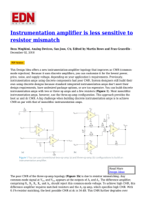 Instrumentation amplifier is less sensitive to resistor mismatch