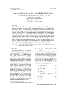 Analysis of Energy Conversion within a Radial Turbine Stage (