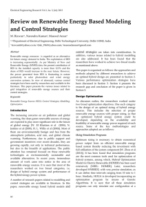 Review on Renewable Energy Based Modeling and Control Strategies