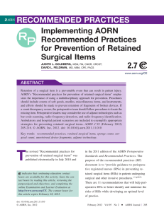 Implementing AORN Recommended Practices for Prevention of