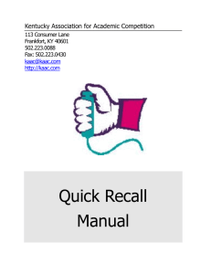 Quick Recall Manual - Kentucky Association for Academic Competition