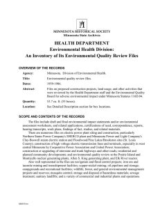 An Inventory of Its Environmental Quality Review Files.